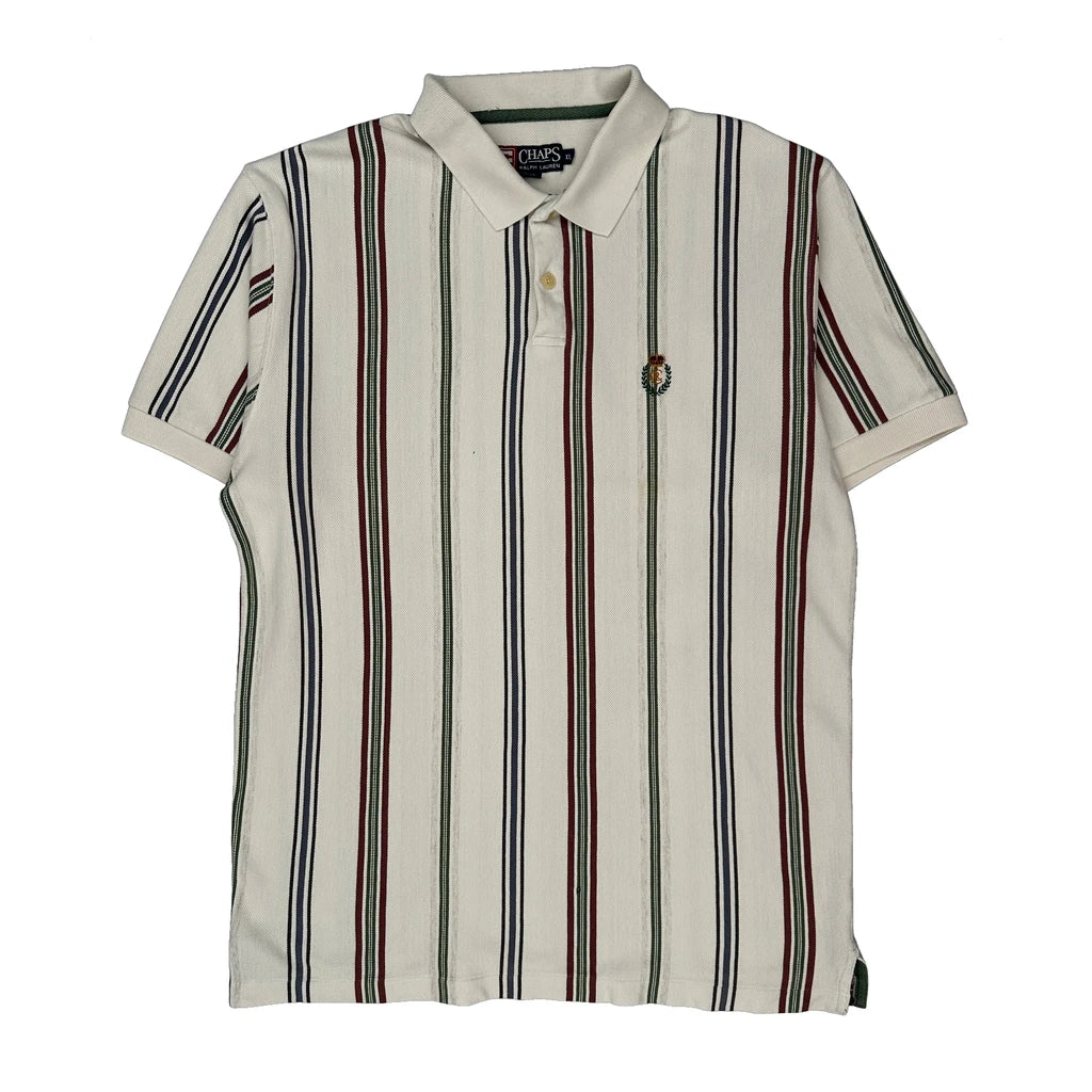 Chaps Ralph Lauren Striped Polo Shirt - XL Cream Cotton