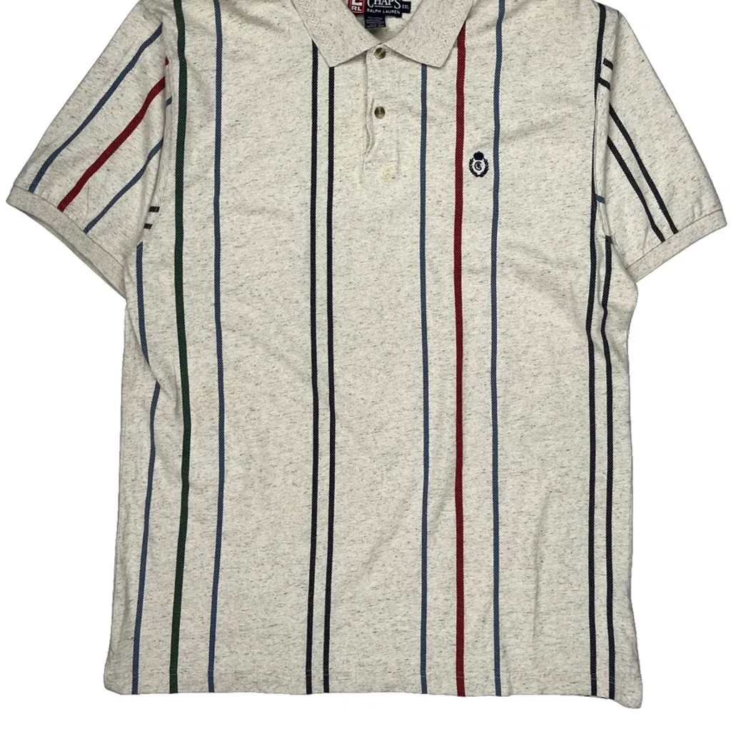 Chaps Ralph Lauren Striped Polo Shirt - 2XL Multicoloured Cotton - Image 4