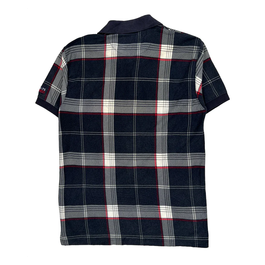 Chaps Ralph Lauren Checked Polo Shirt - Medium Navy Cotton - Image 2