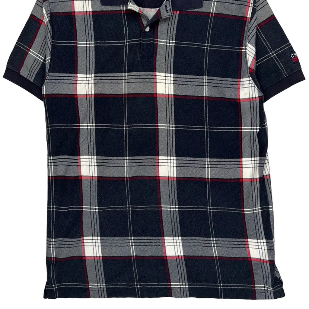 Chaps Ralph Lauren Checked Polo Shirt - Medium Navy Cotton - Image 4