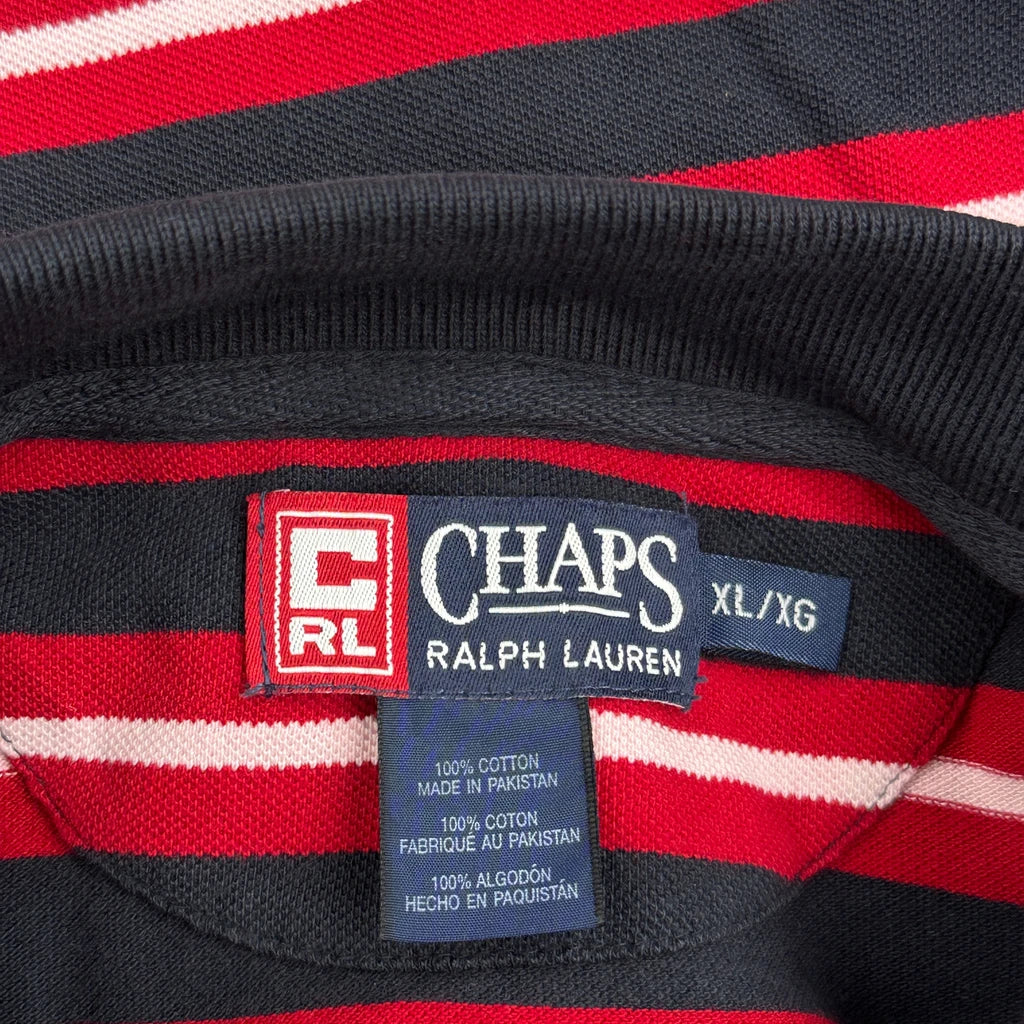 Chaps Ralph Lauren Striped Polo Shirt - XL Red Cotton - Image 3