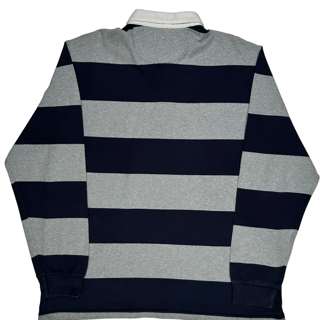 Chaps Ralph Lauren Striped Rugby Shirt - XL Grey Cotton - Image 6