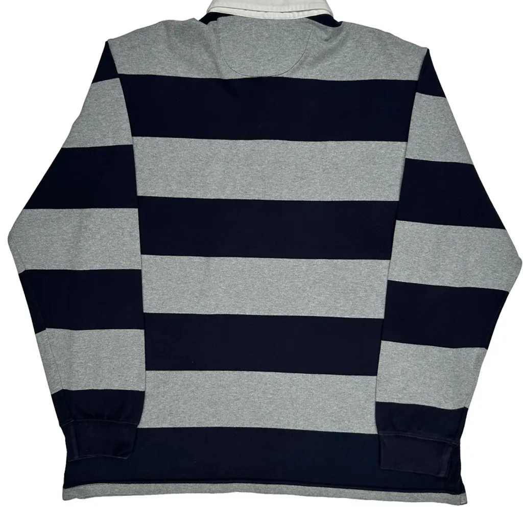 Chaps Ralph Lauren Striped Rugby Shirt - XL Grey Cotton - Image 7