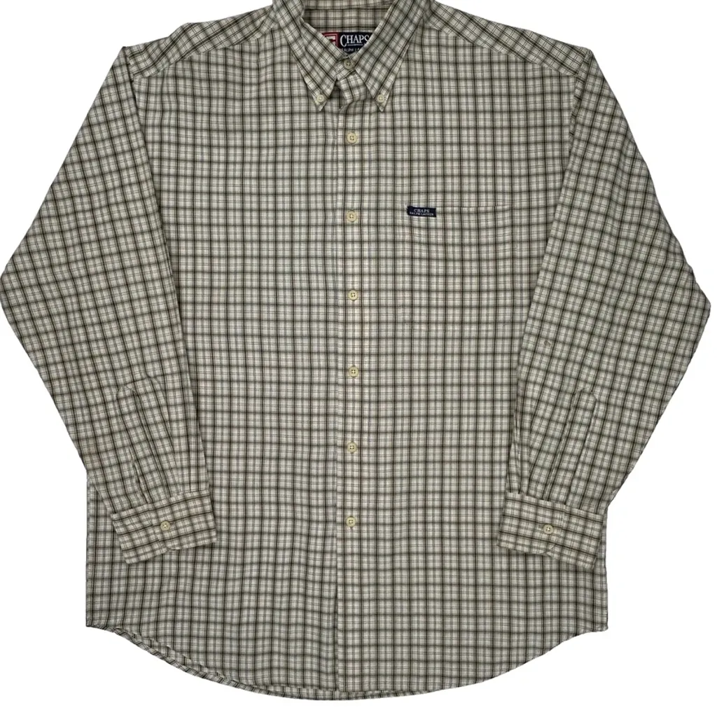 Chaps Ralph Lauren Checked Shirt - Large Beige Cotton Blend - Image 5