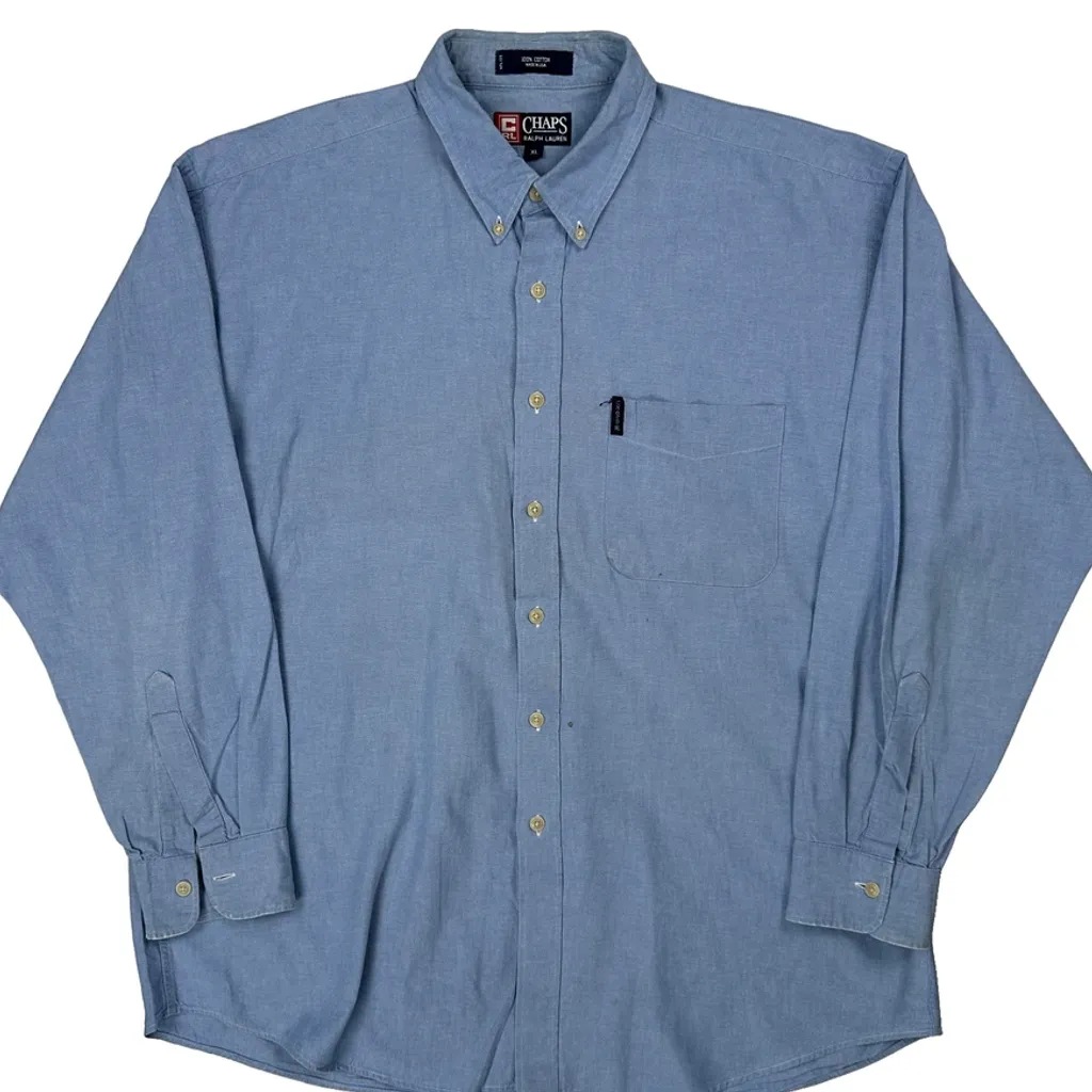 Chaps Ralph Lauren Shirt - XL Blue Cotton - Image 4