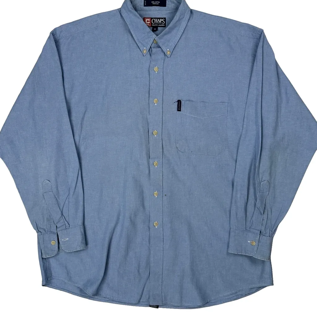 Chaps Ralph Lauren Shirt - XL Blue Cotton - Image 5