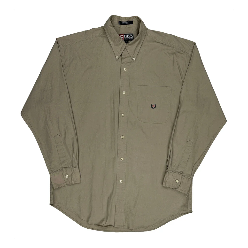 Chaps Ralph Lauren Shirt - Large Khaki Cotton