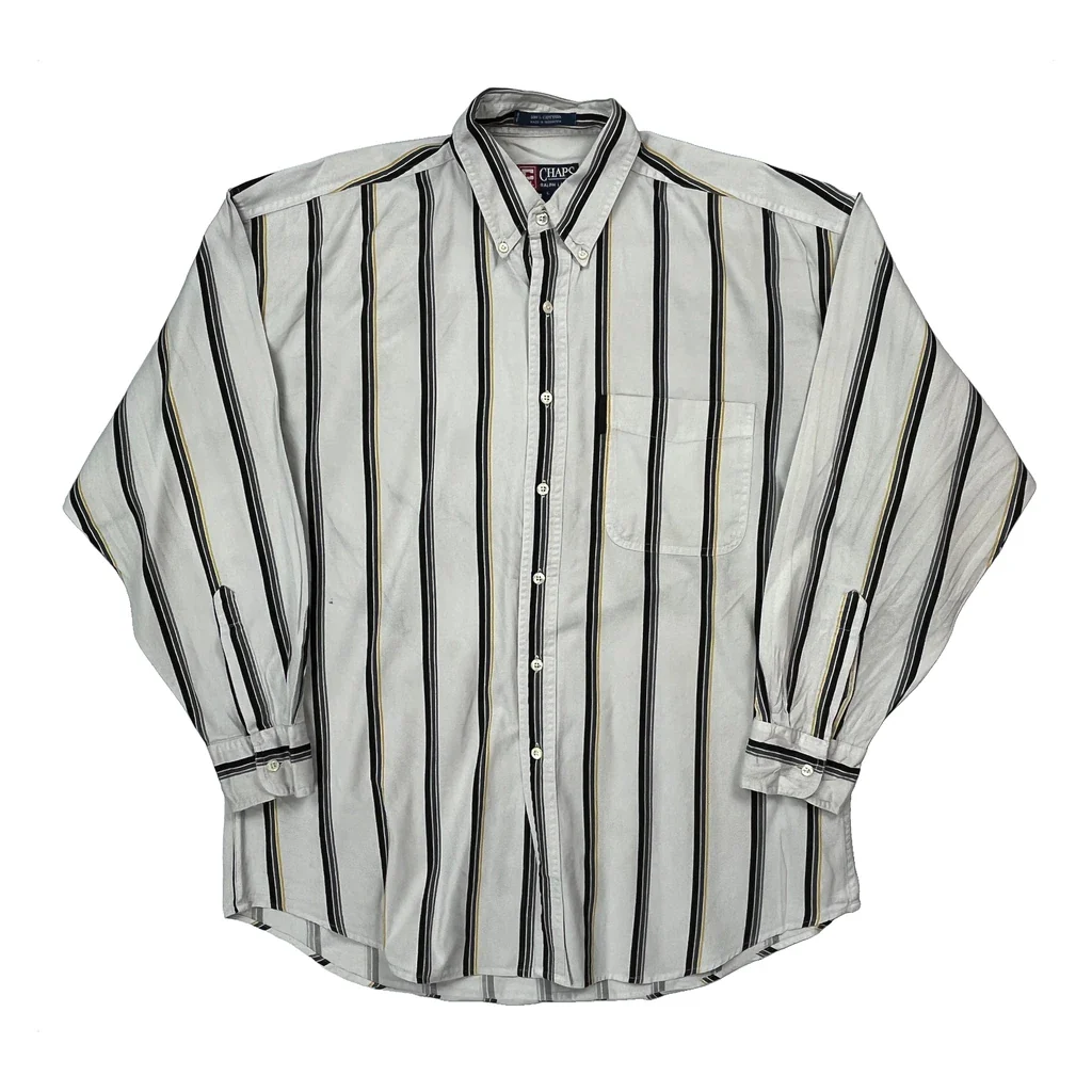 Chaps Ralph Lauren Striped Shirt - Large White Cotton