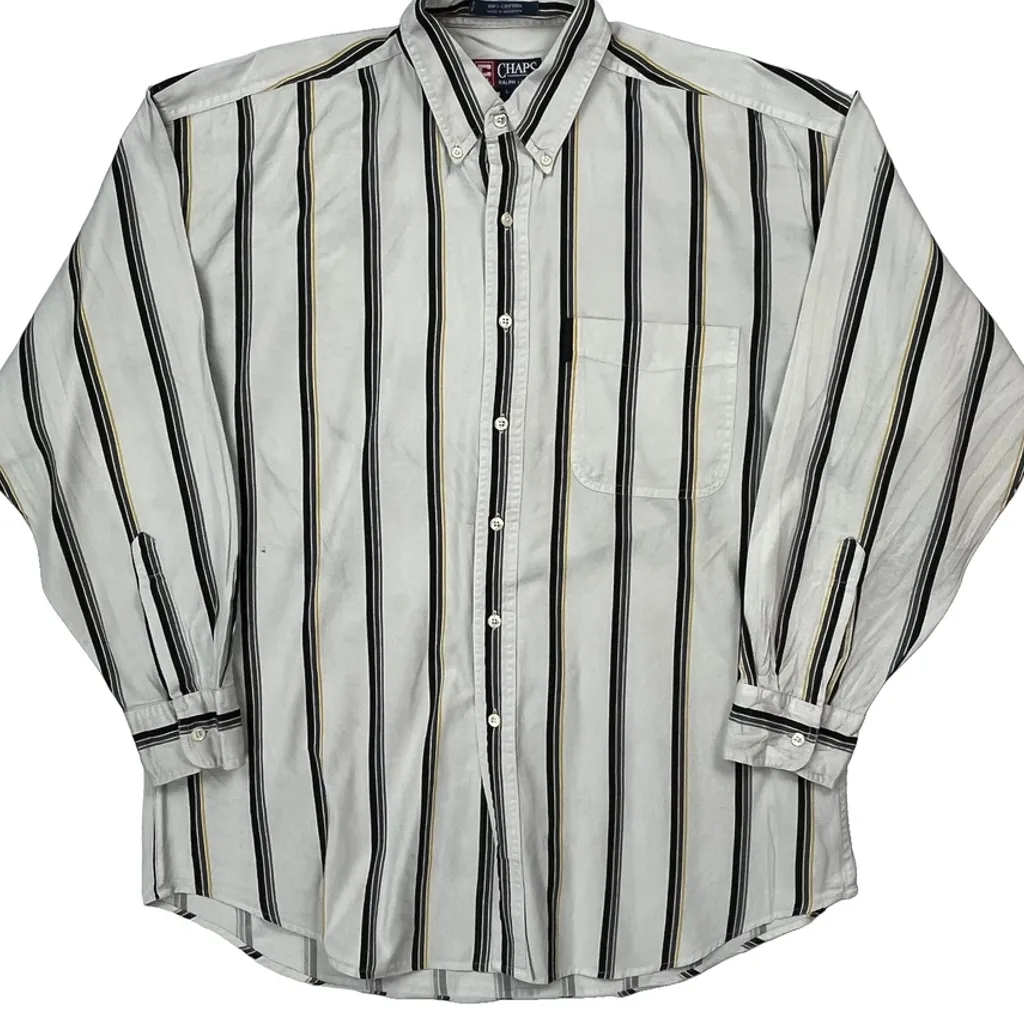 Chaps Ralph Lauren Striped Shirt - Large White Cotton - Image 4