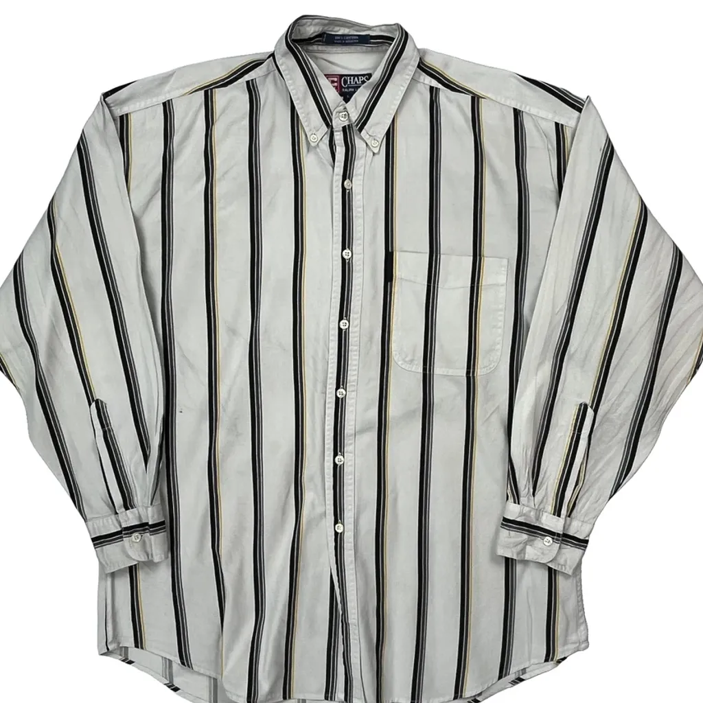 Chaps Ralph Lauren Striped Shirt - Large White Cotton - Image 5