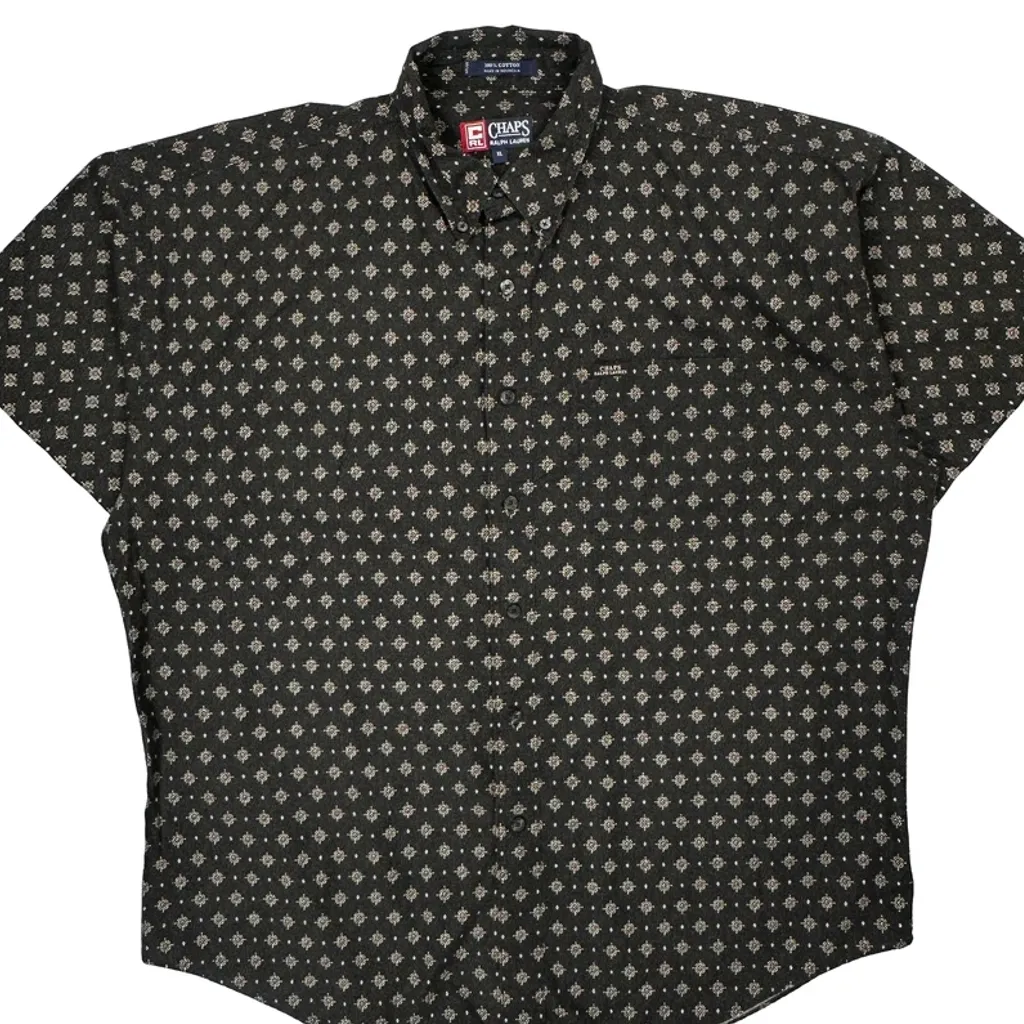 Chaps Ralph Lauren Short Sleeve Shirt - XL Black Cotton - Image 5