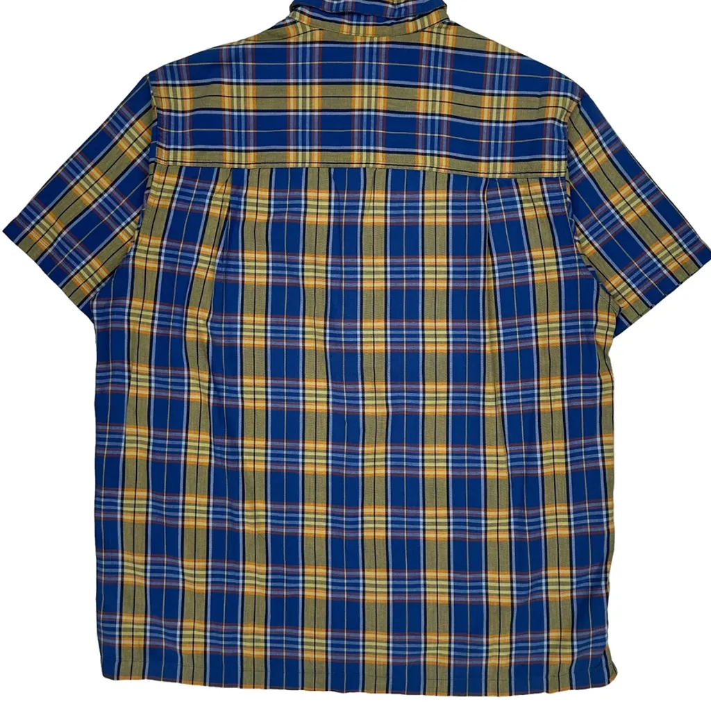 Chaps Ralph Lauren Checked Short Sleeve Shirt - Large Blue Cotton - Image 7