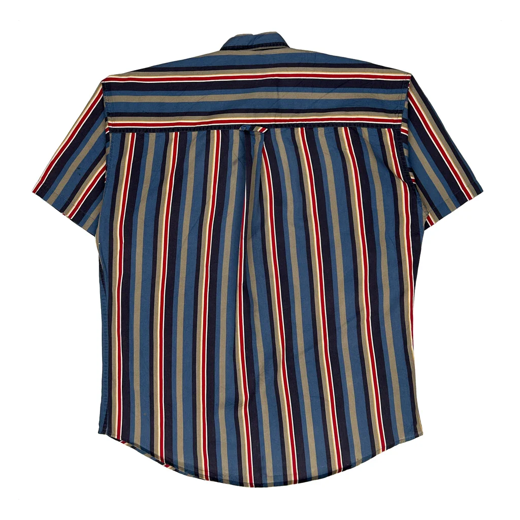 Chaps Ralph Lauren Striped Short Sleeve Shirt - Medium Blue Cotton - Image 2