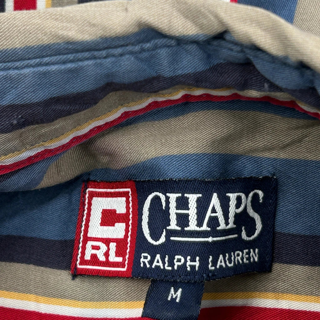 Chaps Ralph Lauren Striped Short Sleeve Shirt - Medium Blue Cotton - Image 3