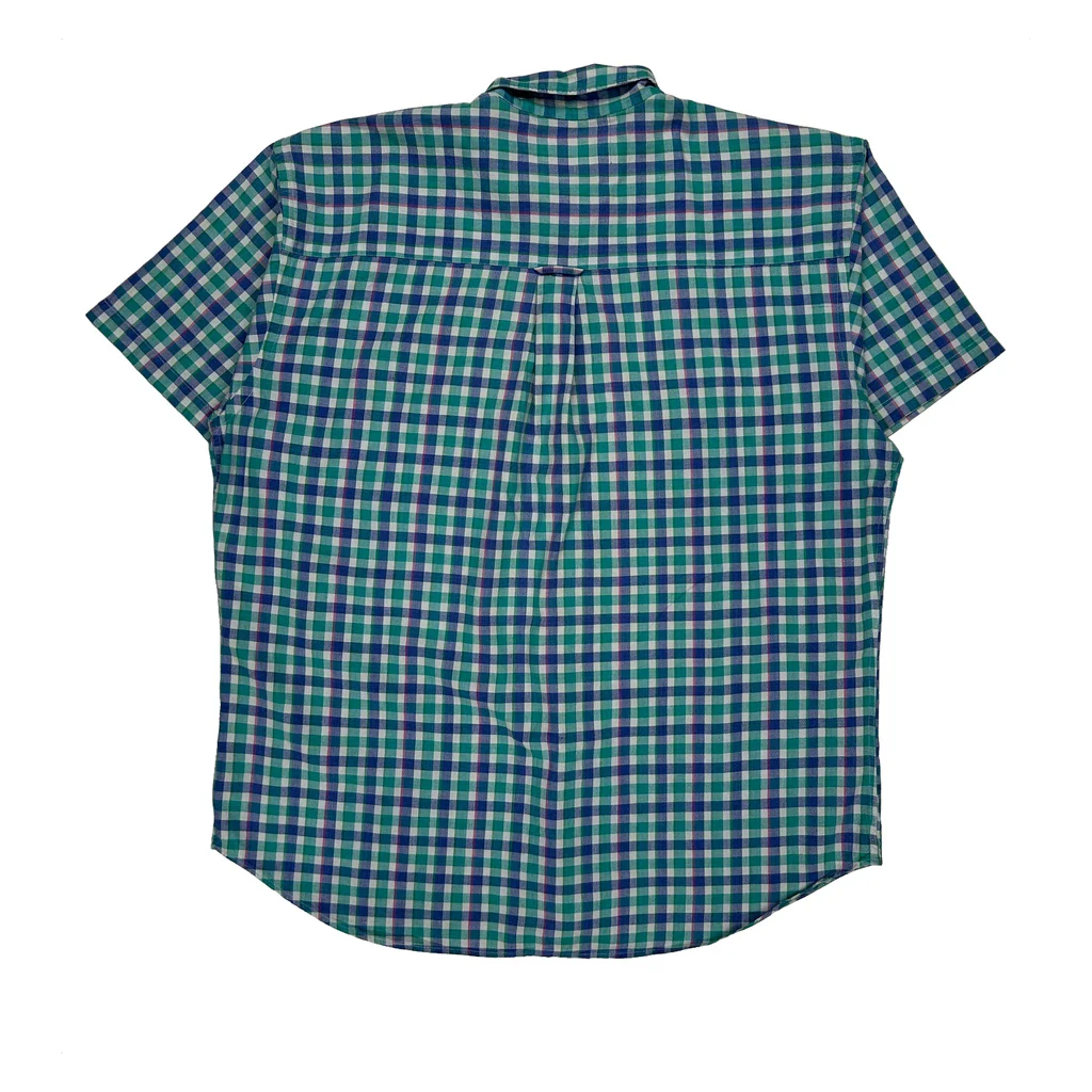 Chaps Ralph Lauren Checked Short Sleeve Shirt - XL Blue Cotton - Image 2