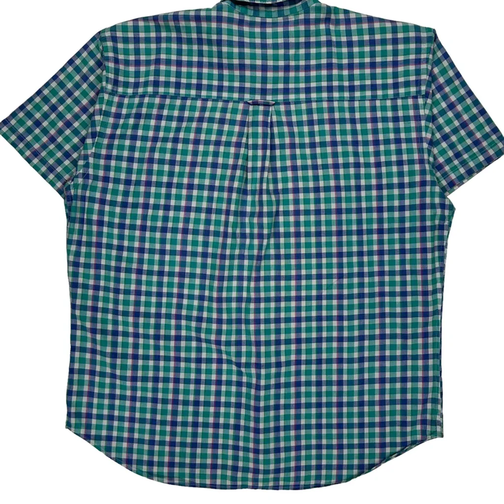 Chaps Ralph Lauren Checked Short Sleeve Shirt - XL Blue Cotton - Image 7