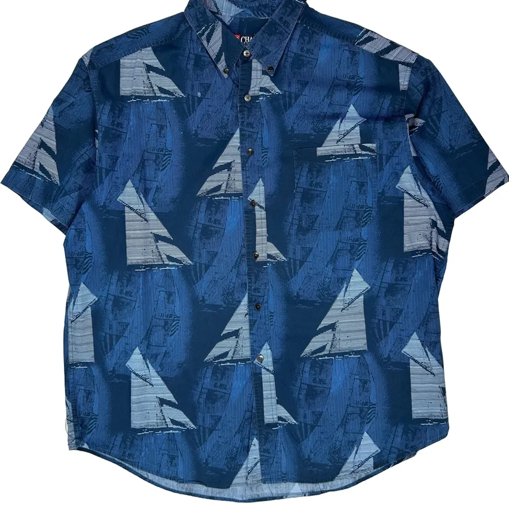 Chaps Ralph Lauren Short Sleeve Shirt - 2XL Blue Cotton - Image 4