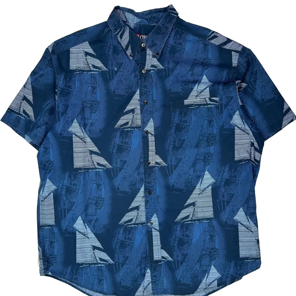Chaps Ralph Lauren Short Sleeve Shirt - 2XL Blue Cotton - Image 5