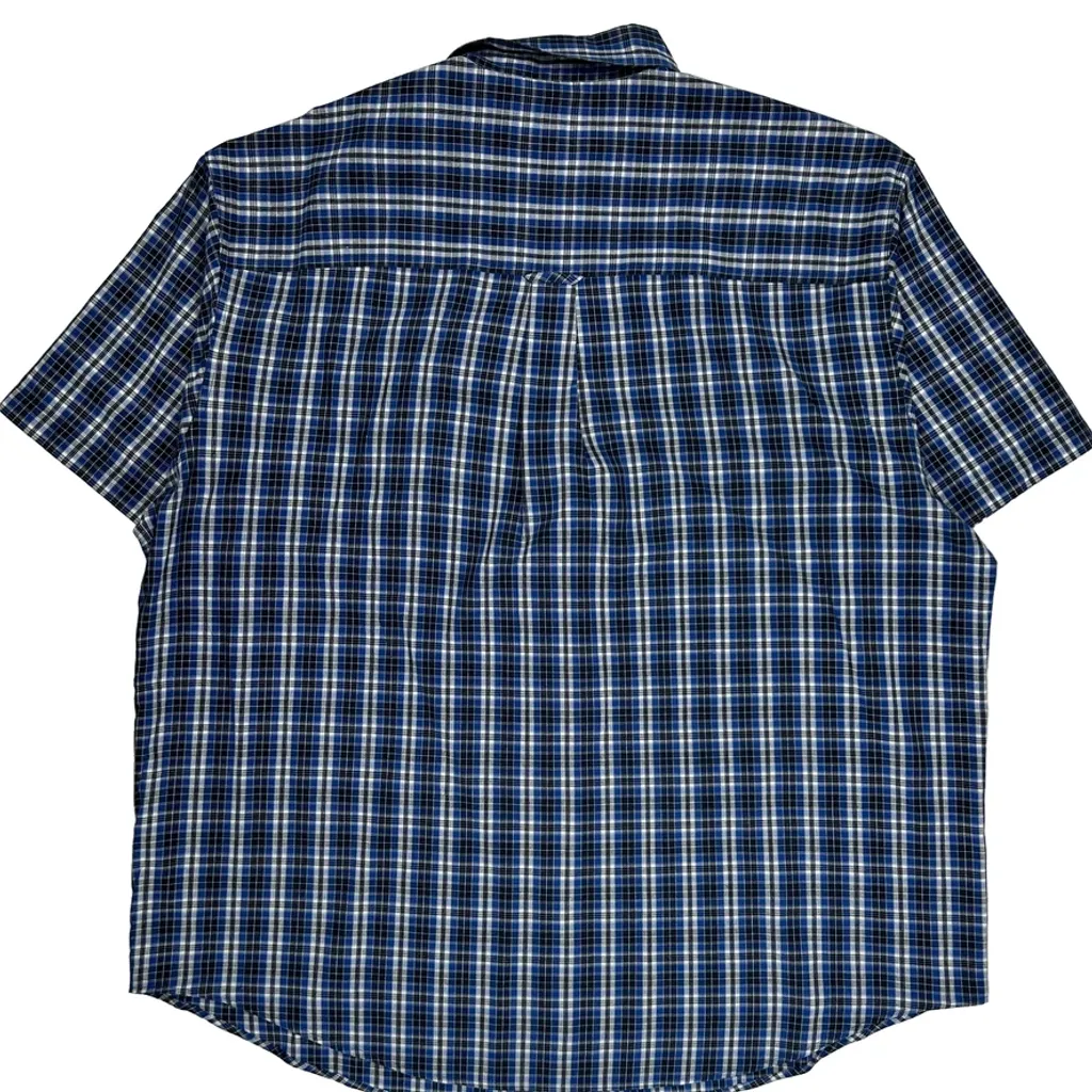 Chaps Ralph Lauren Checked Short Sleeve Shirt - 2XL Blue Cotton Blend - Image 7