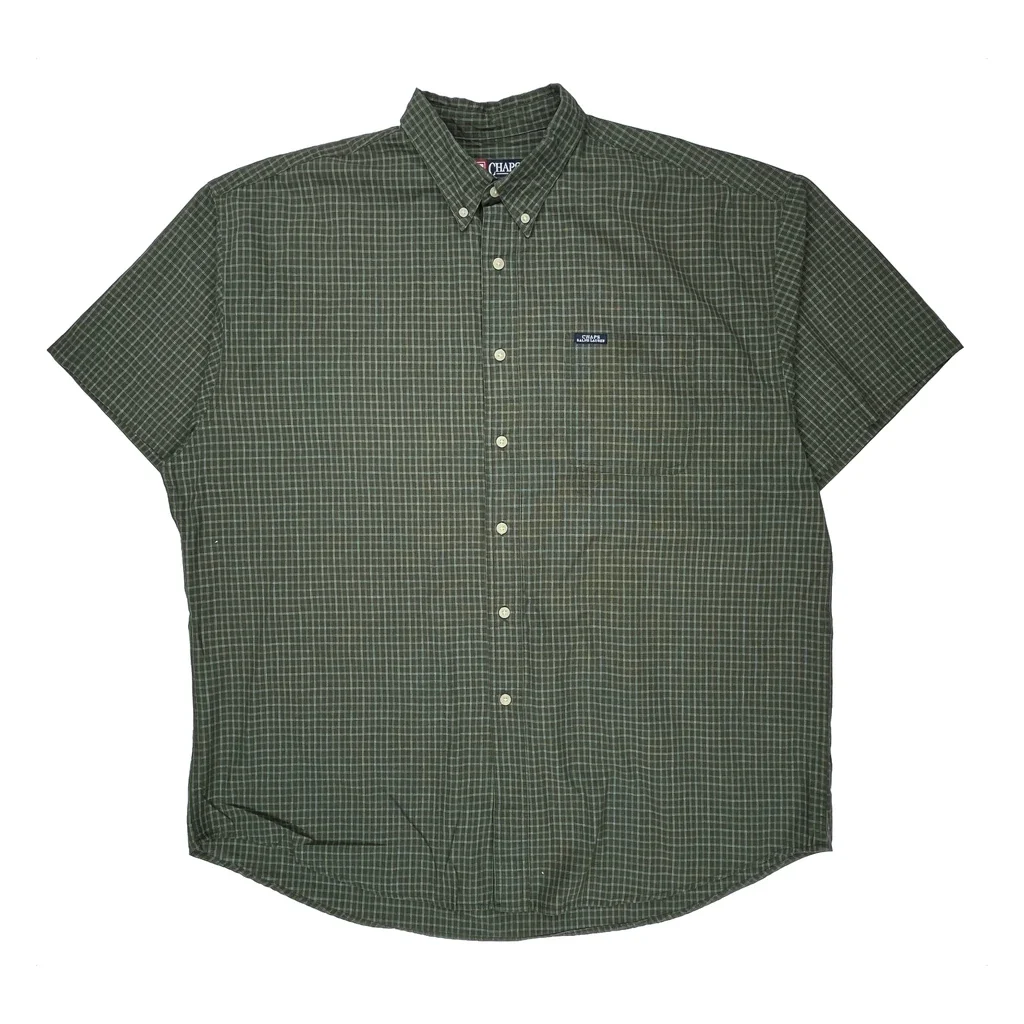 Chaps Ralph Lauren Checked Short Sleeve Shirt - 3XL Green Cotton