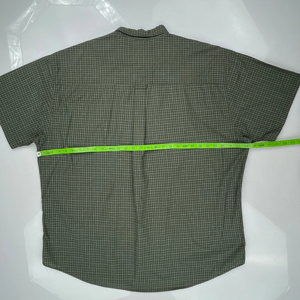 Chaps Ralph Lauren Checked Short Sleeve Shirt - 3XL Green Cotton - Image 3