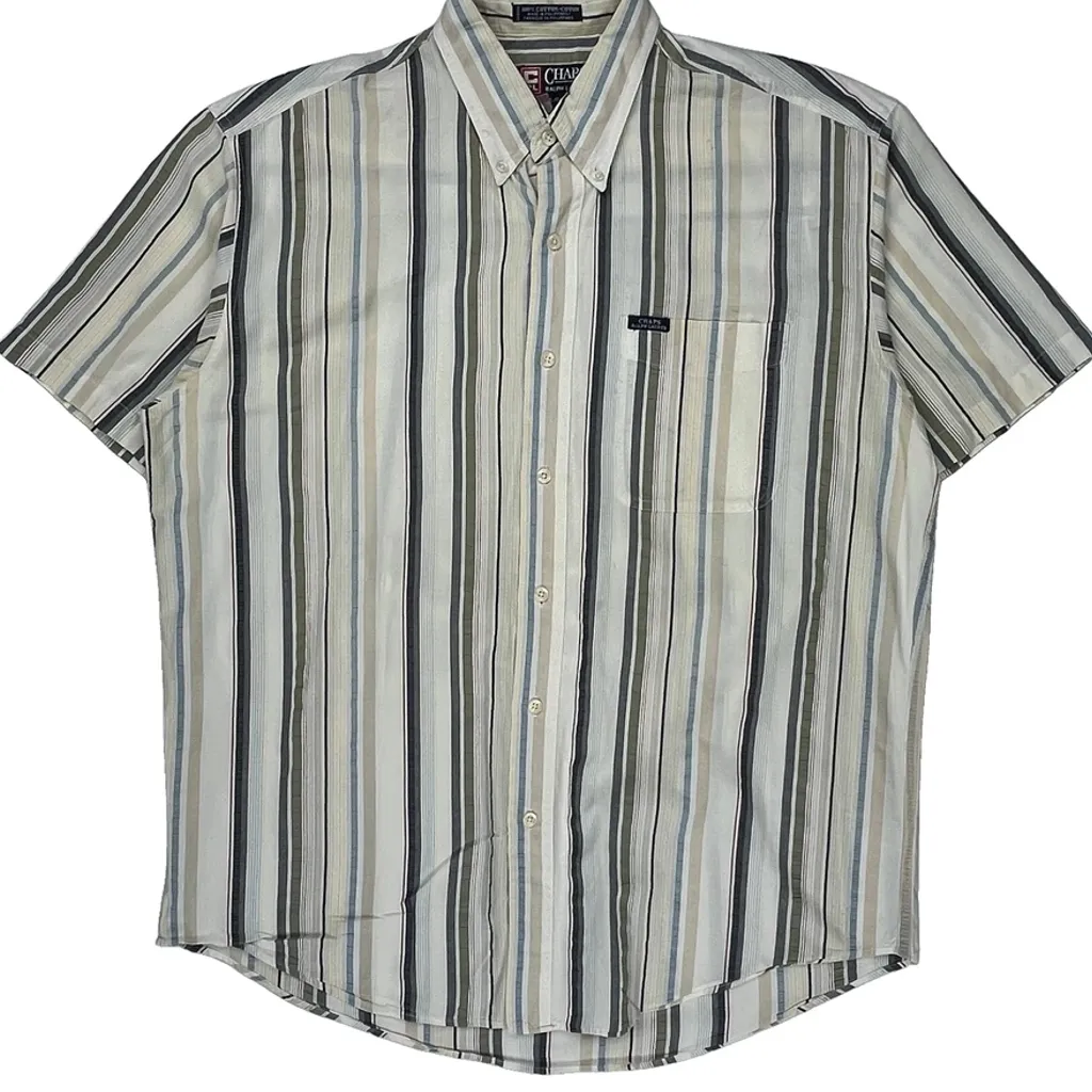 Chaps Ralph Lauren Striped Short Sleeve Shirt - Large Multicoloured Cotton - Image 4