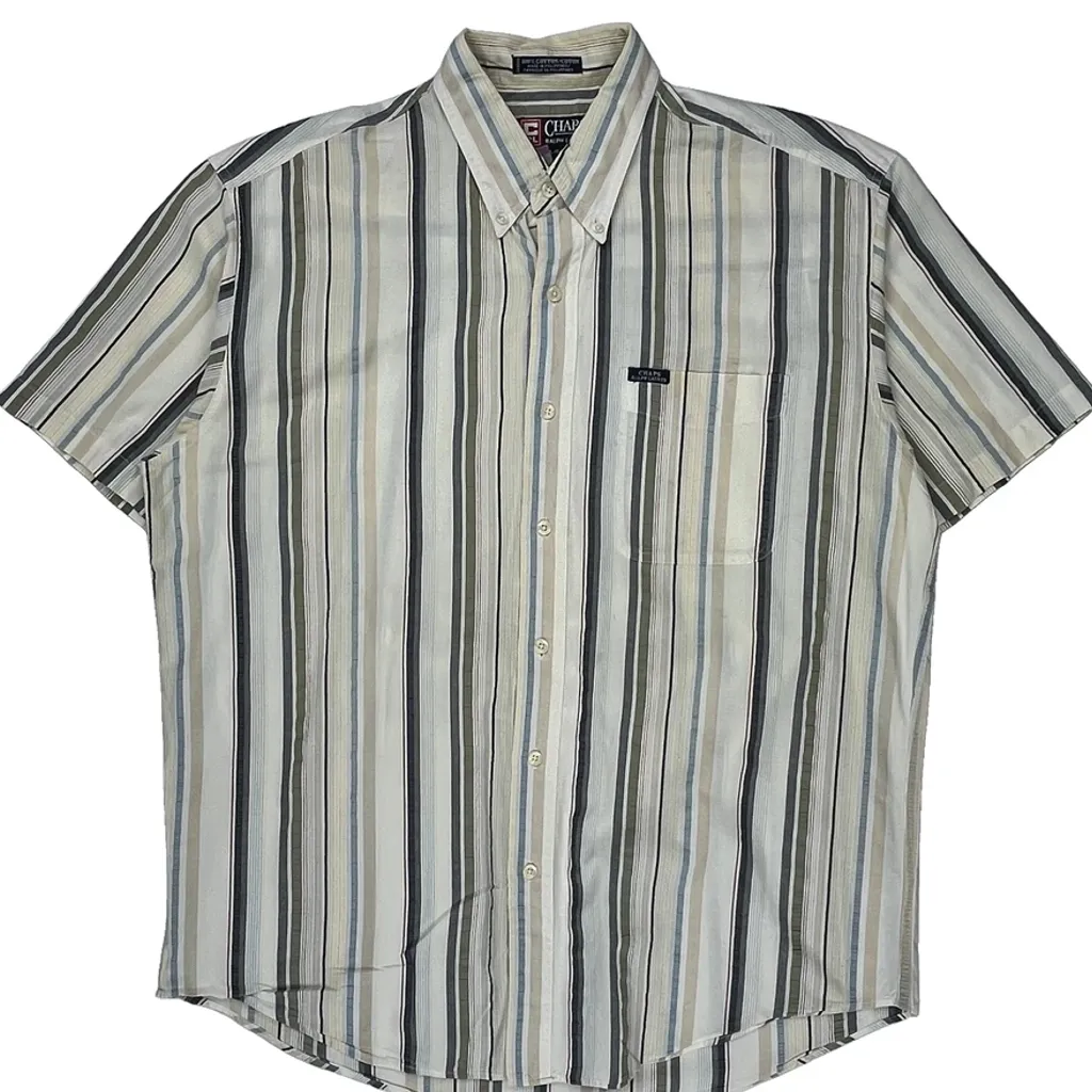Chaps Ralph Lauren Striped Short Sleeve Shirt - Large Multicoloured Cotton - Image 5