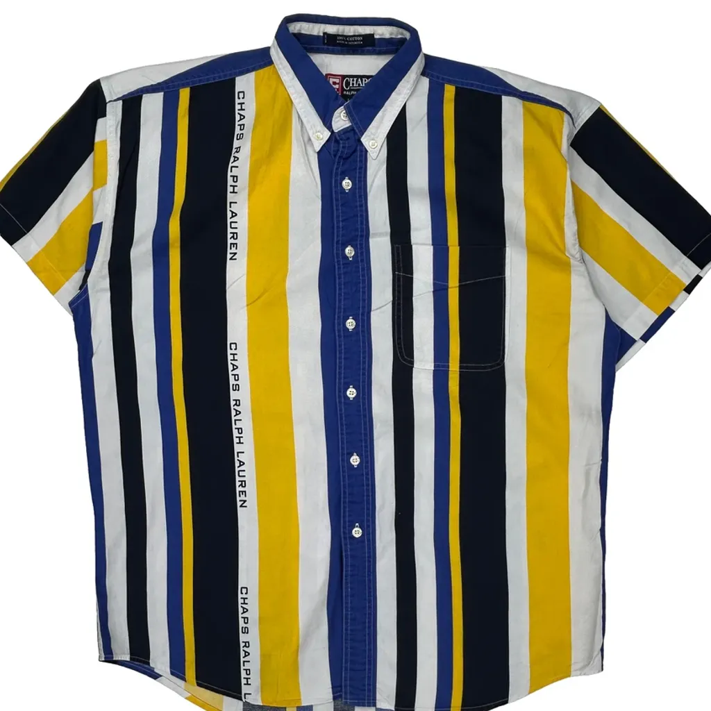 Chaps Ralph Lauren Striped Short Sleeve Shirt - Large Multicoloured Cotton - Image 4