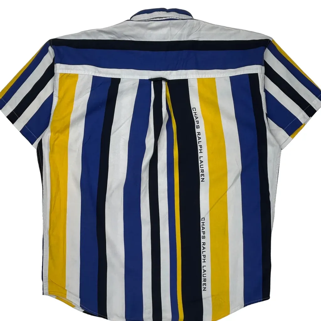 Chaps Ralph Lauren Striped Short Sleeve Shirt - Large Multicoloured Cotton - Image 7