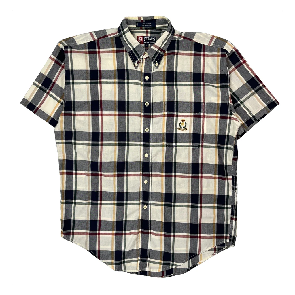 Chaps Ralph Lauren Checked Short Sleeve Shirt - Large Multicoloured Cotton