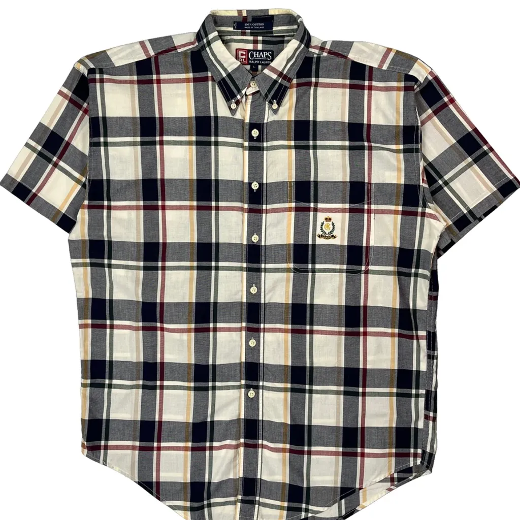 Chaps Ralph Lauren Checked Short Sleeve Shirt - Large Multicoloured Cotton - Image 4