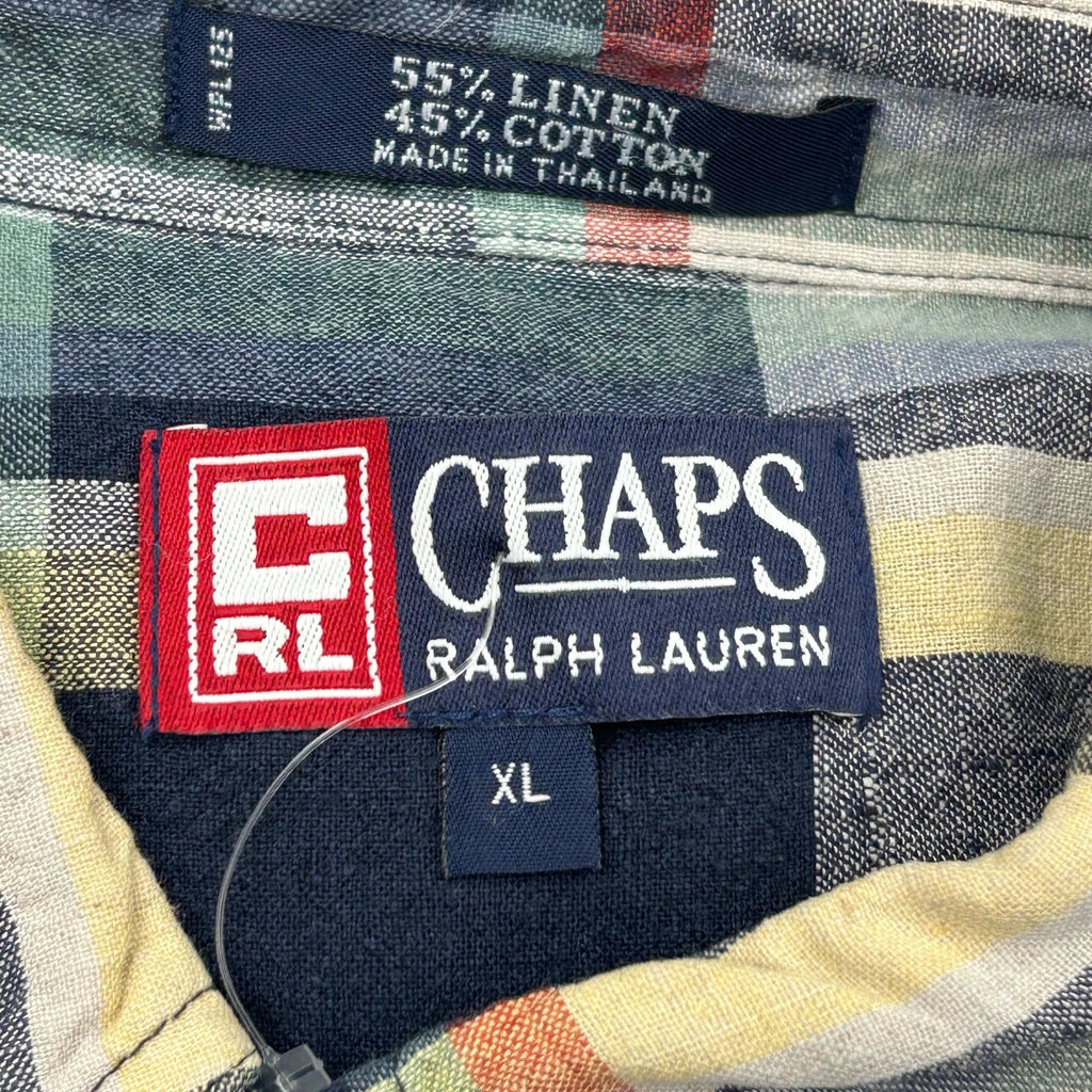 Chaps Ralph Lauren Checked Short Sleeve Shirt - XL Multicoloured Linen Blend - Image 3