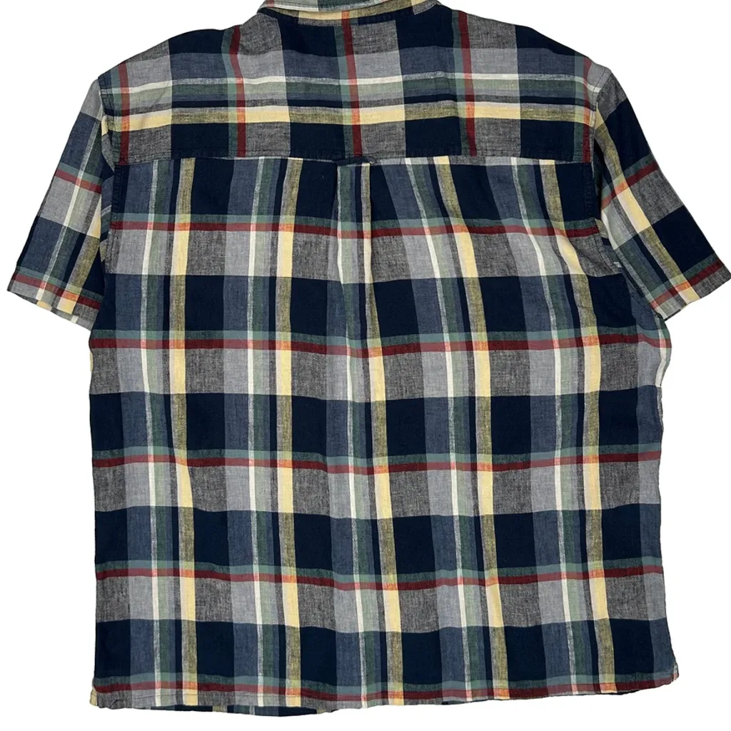 Chaps Ralph Lauren Checked Short Sleeve Shirt - XL Multicoloured Linen Blend - Image 6