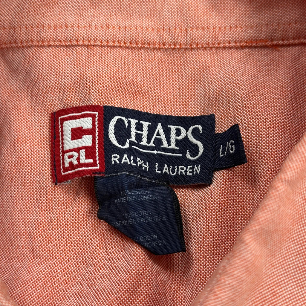 Chaps Ralph Lauren Short Sleeve Shirt - Large Orange Cotton - Image 3