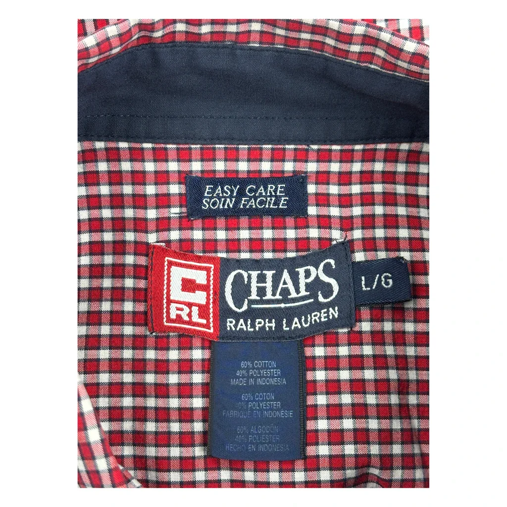 Chaps Ralph Lauren Checked Short Sleeve Shirt - Large Red Cotton Blend - Image 2