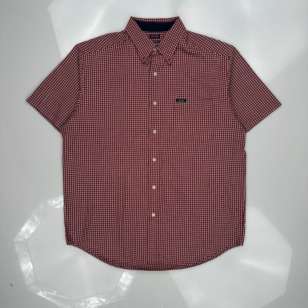 Chaps Ralph Lauren Checked Short Sleeve Shirt - Large Red Cotton Blend - Image 3