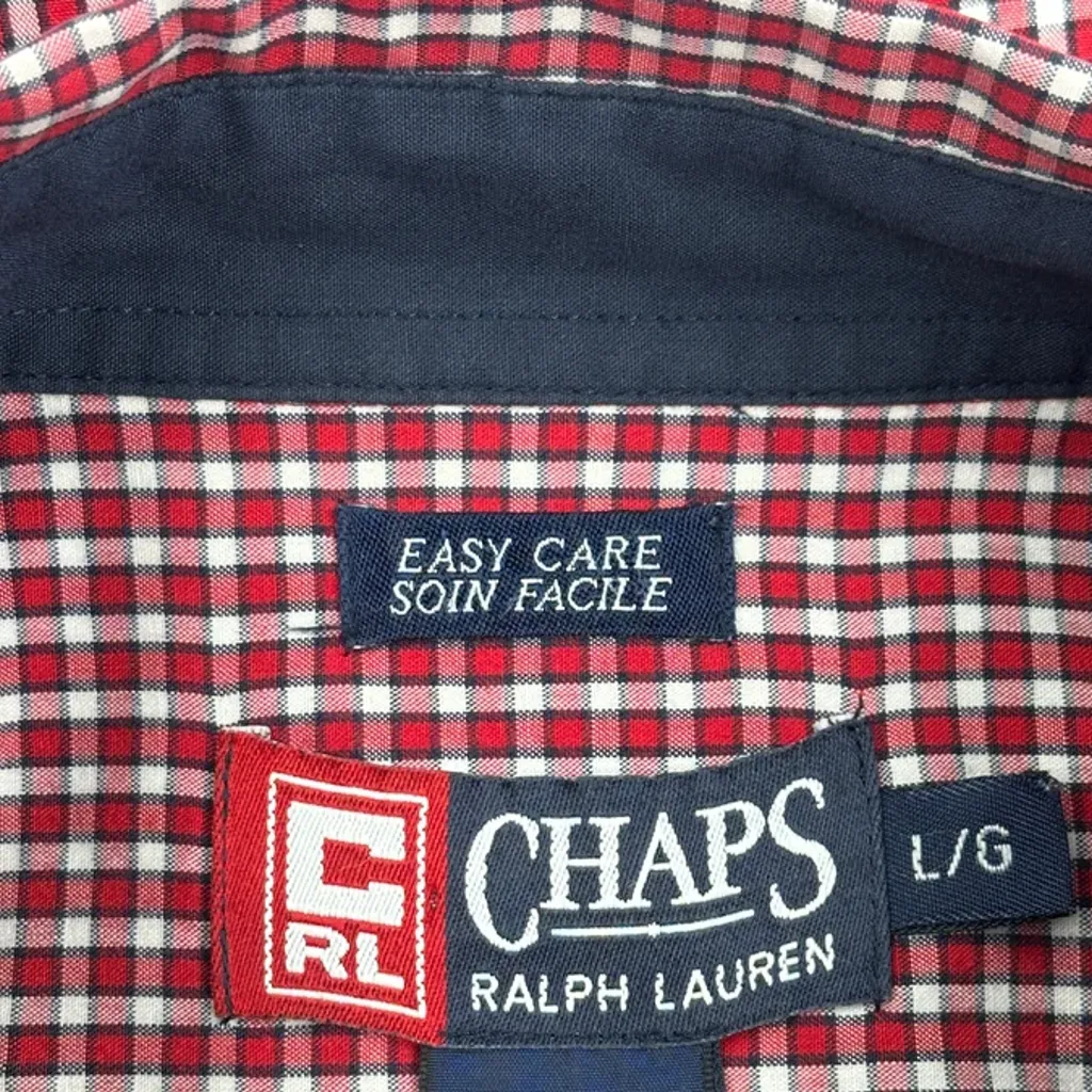 Chaps Ralph Lauren Checked Short Sleeve Shirt - Large Red Cotton Blend - Image 7