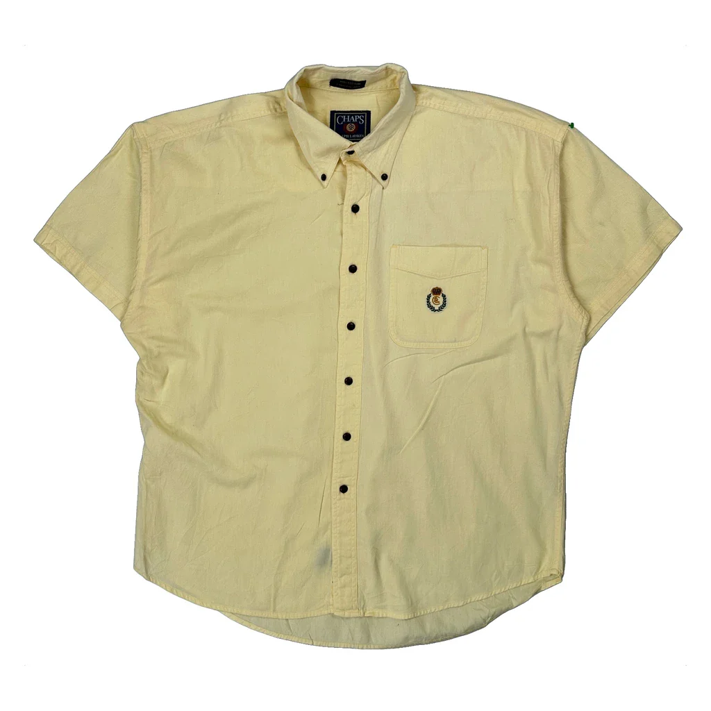 Chaps Ralph Lauren Short Sleeve Shirt - XL Yellow Cotton