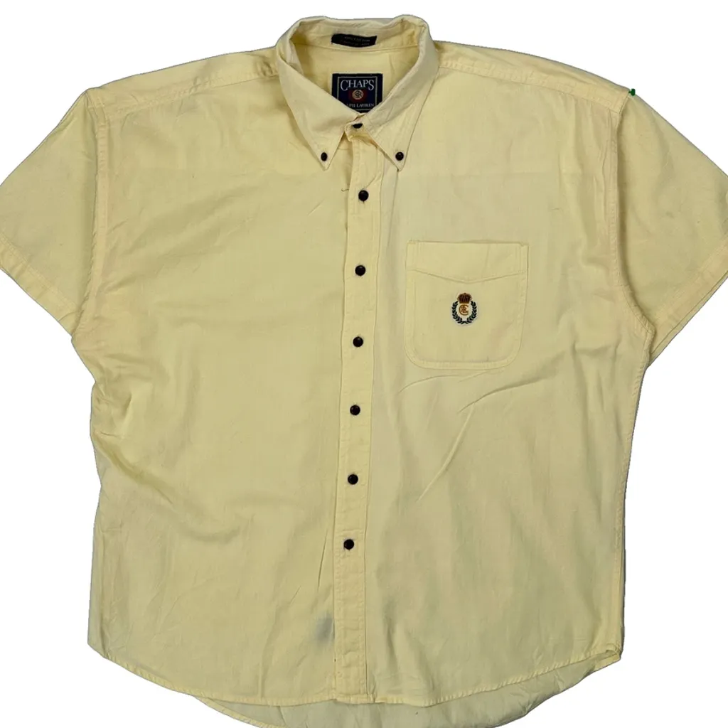 Chaps Ralph Lauren Short Sleeve Shirt - XL Yellow Cotton - Image 5