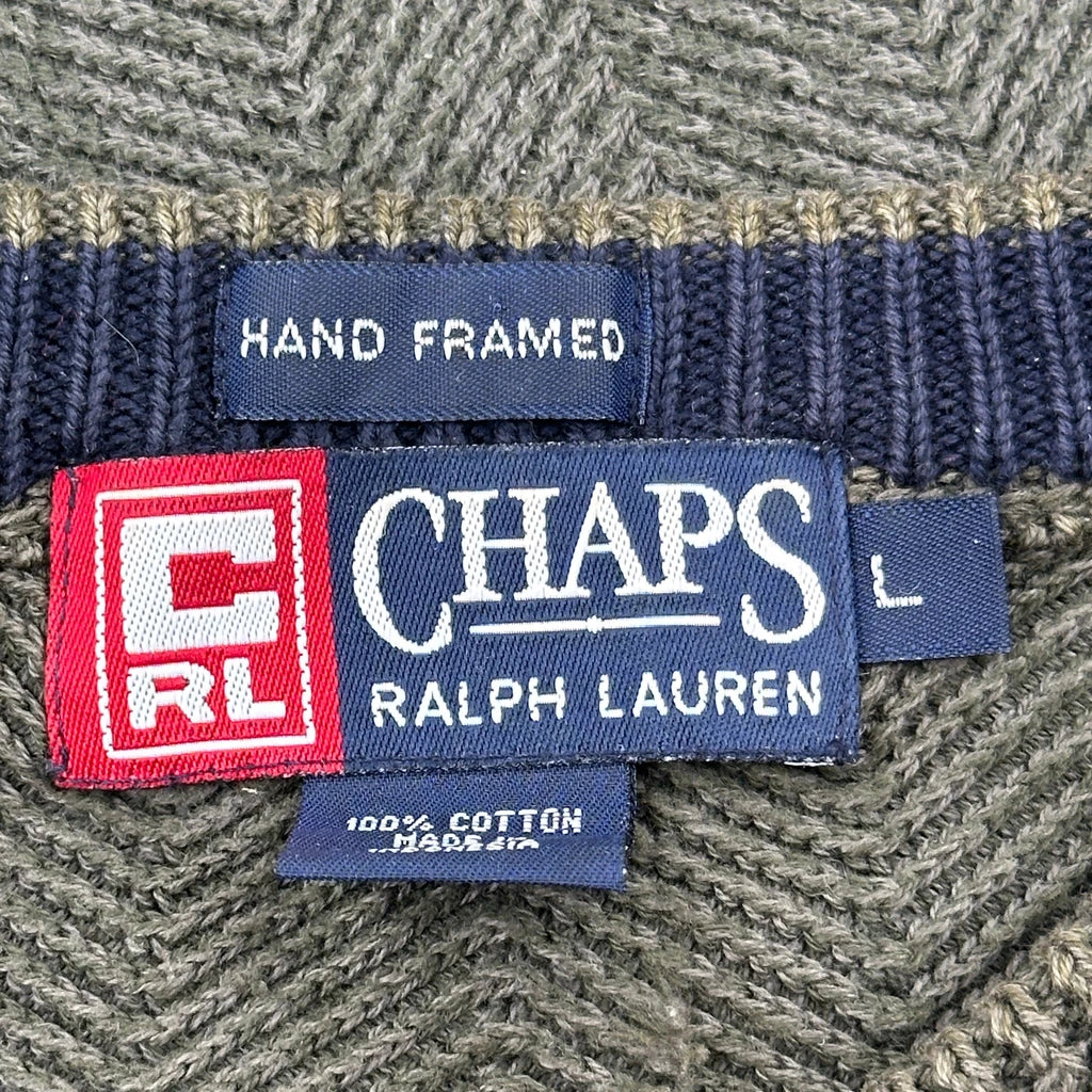 Chaps Ralph Lauren Sweater - Large Green Cotton - Image 3