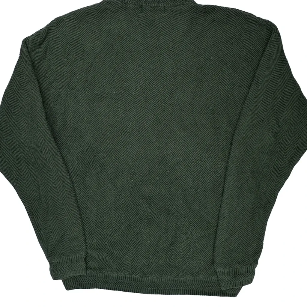 Chaps Ralph Lauren Hand Framed Herringbone Sweater - XL Green Cotton - Image 6
