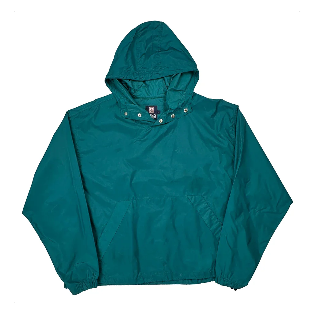 Chaps Ralph Lauren Spellout Windbreaker - Large Green Nylon