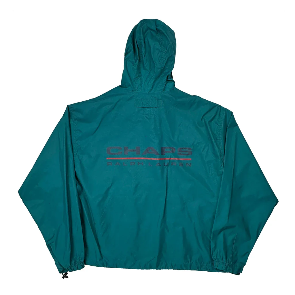Chaps Ralph Lauren Spellout Windbreaker - Large Green Nylon - Image 2