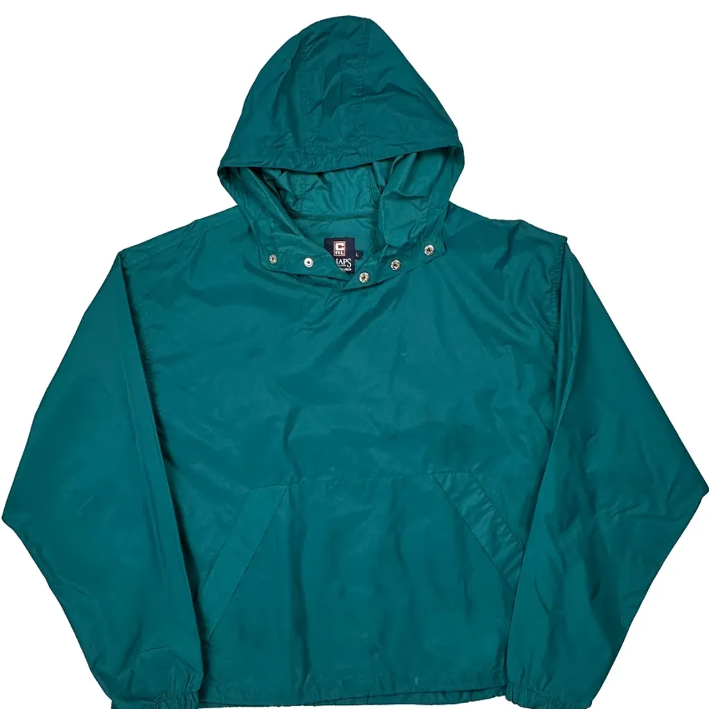 Chaps Ralph Lauren Spellout Windbreaker - Large Green Nylon - Image 5