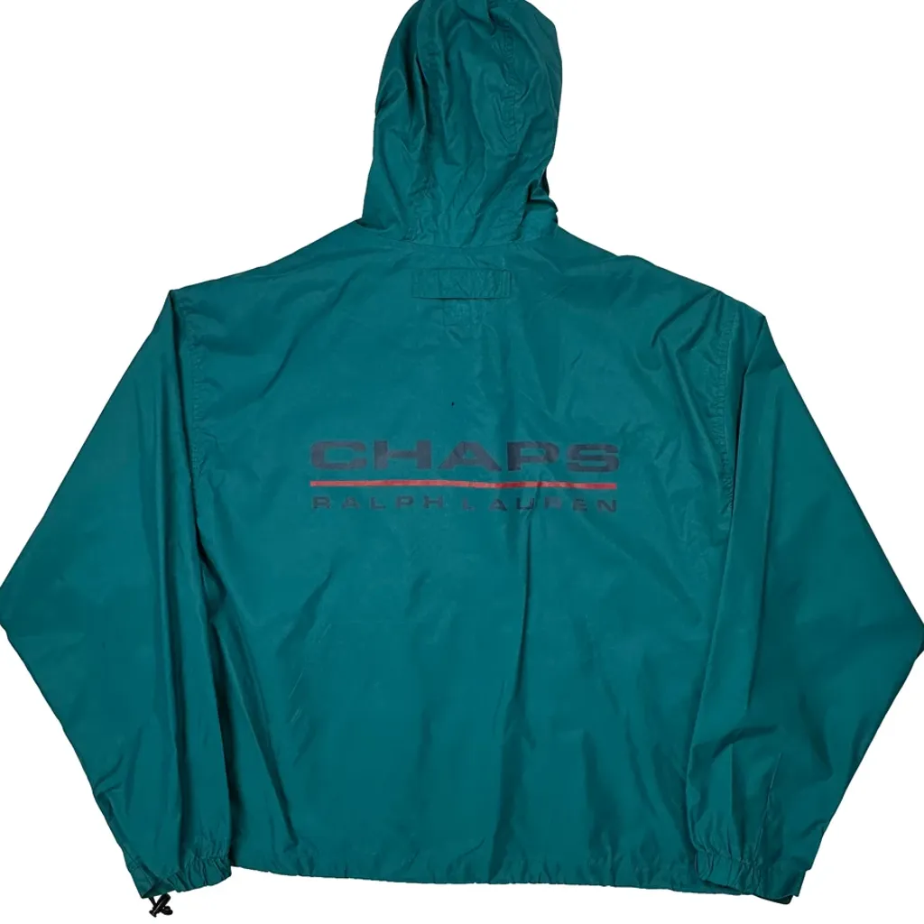 Chaps Ralph Lauren Spellout Windbreaker - Large Green Nylon - Image 6