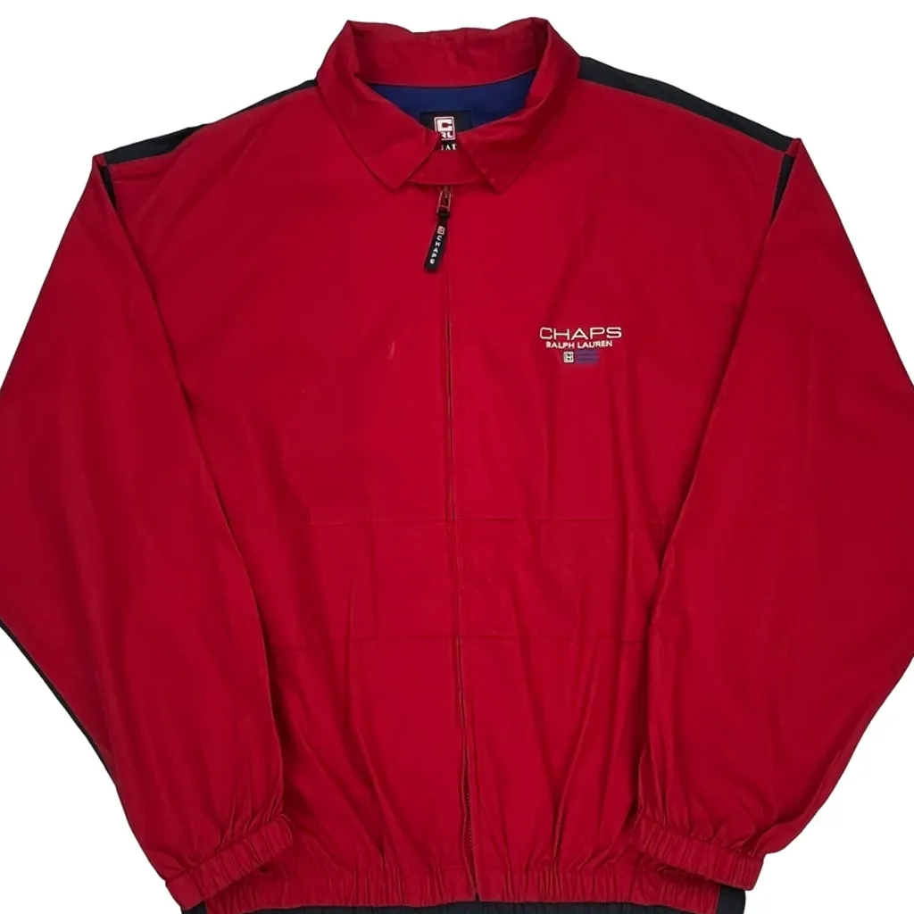 Chaps Ralph Lauren Windbreaker - Large Red Polyester - Image 4