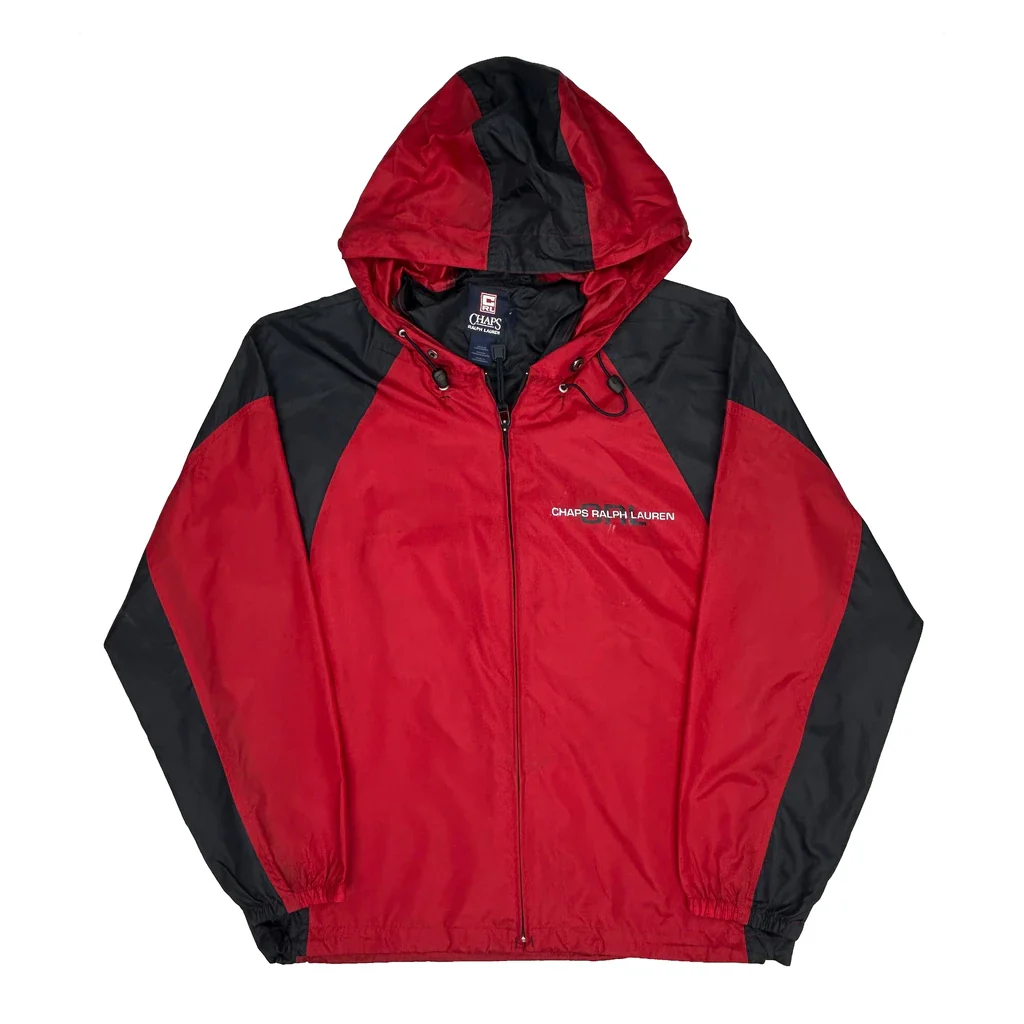 Chaps Ralph Lauren Spellout Windbreaker - Small Red Nylon