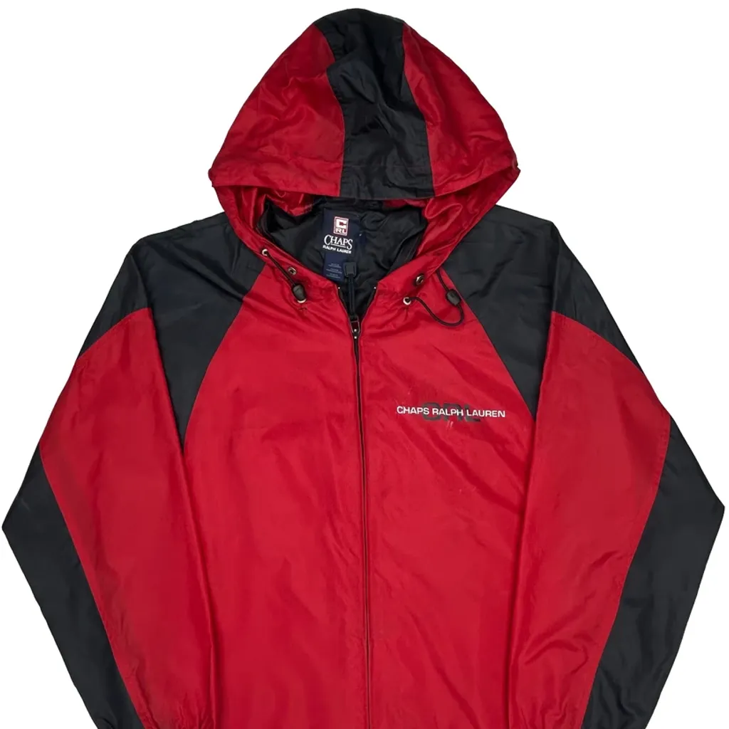Chaps Ralph Lauren Spellout Windbreaker - Small Red Nylon - Image 4