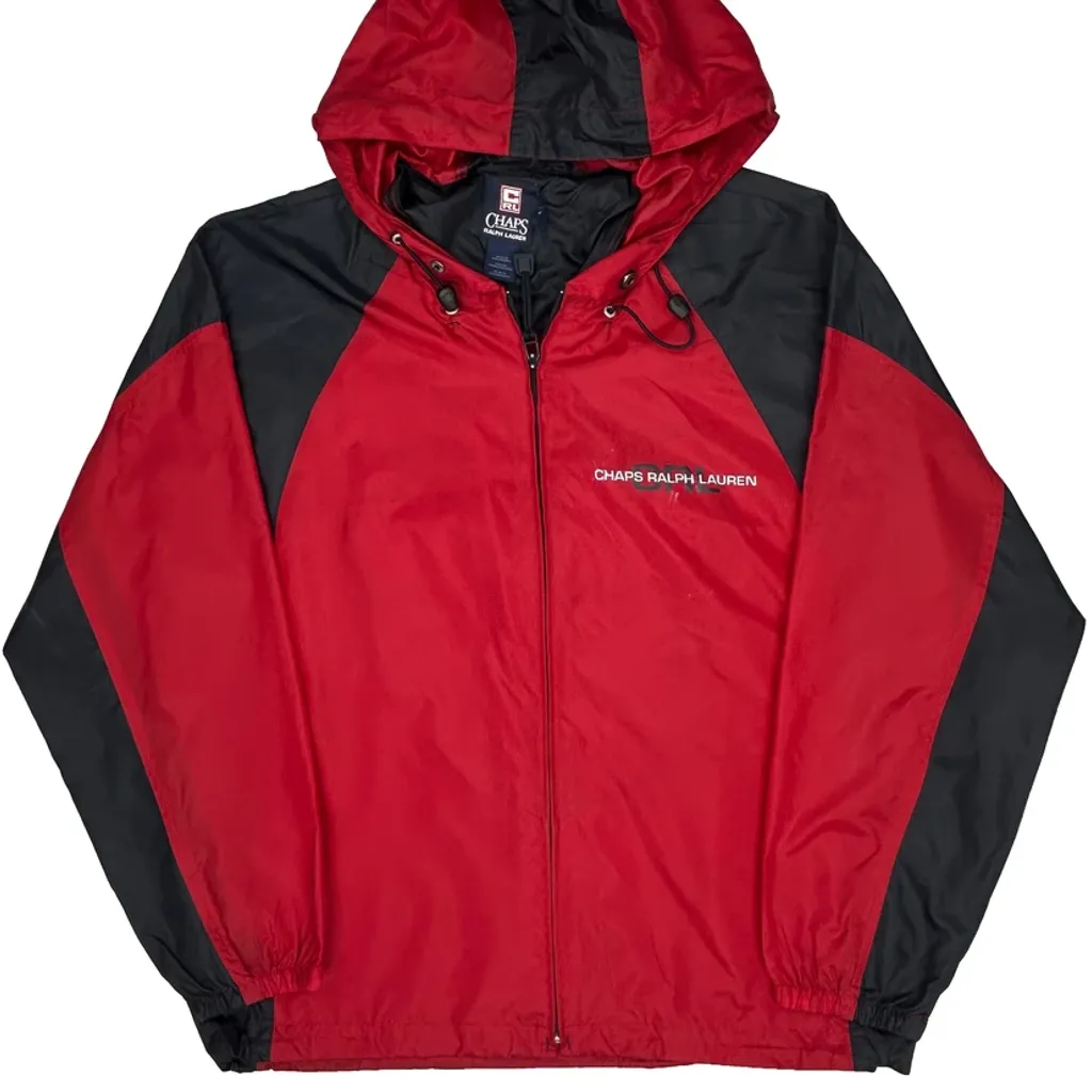 Chaps Ralph Lauren Spellout Windbreaker - Small Red Nylon - Image 5