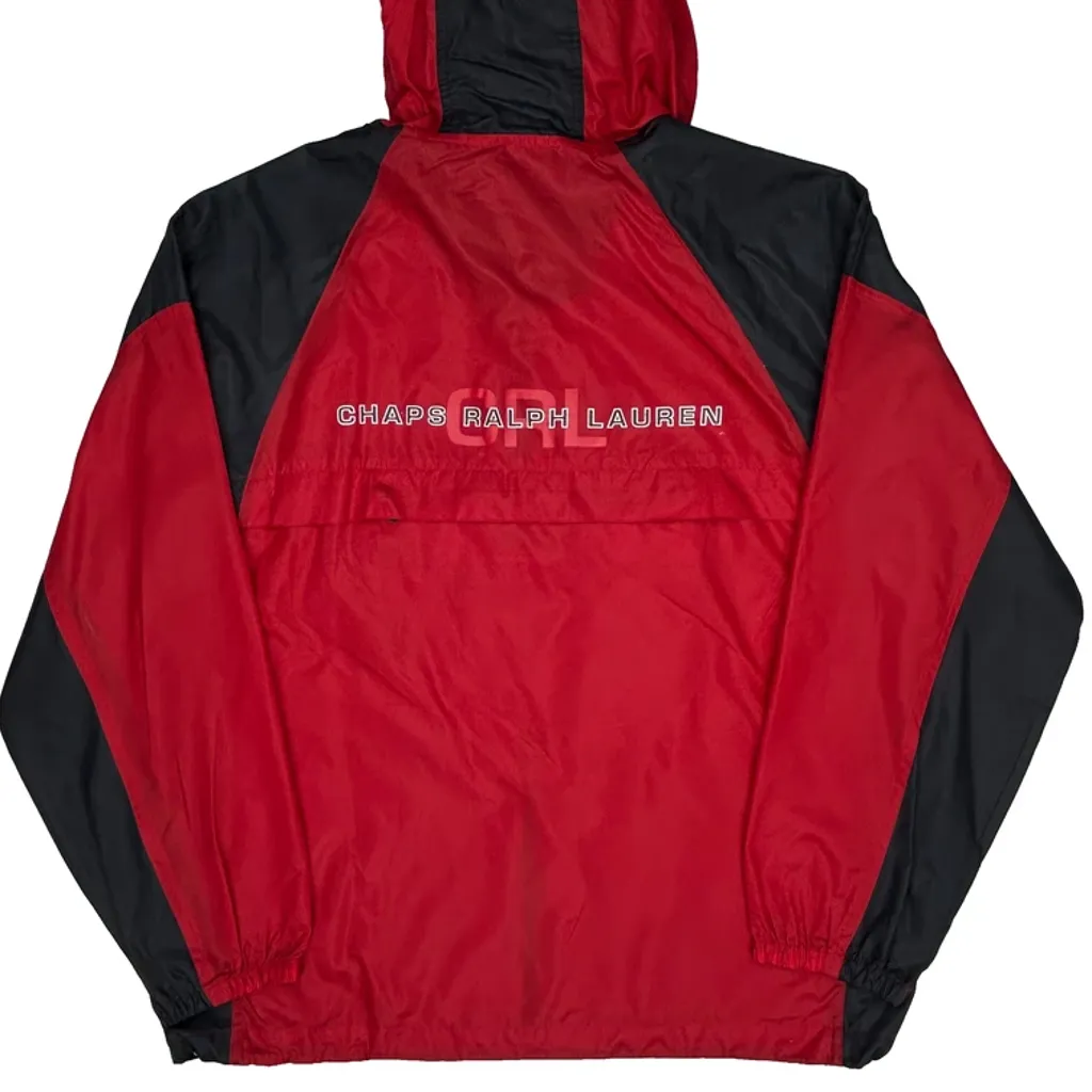 Chaps Ralph Lauren Spellout Windbreaker - Small Red Nylon - Image 6